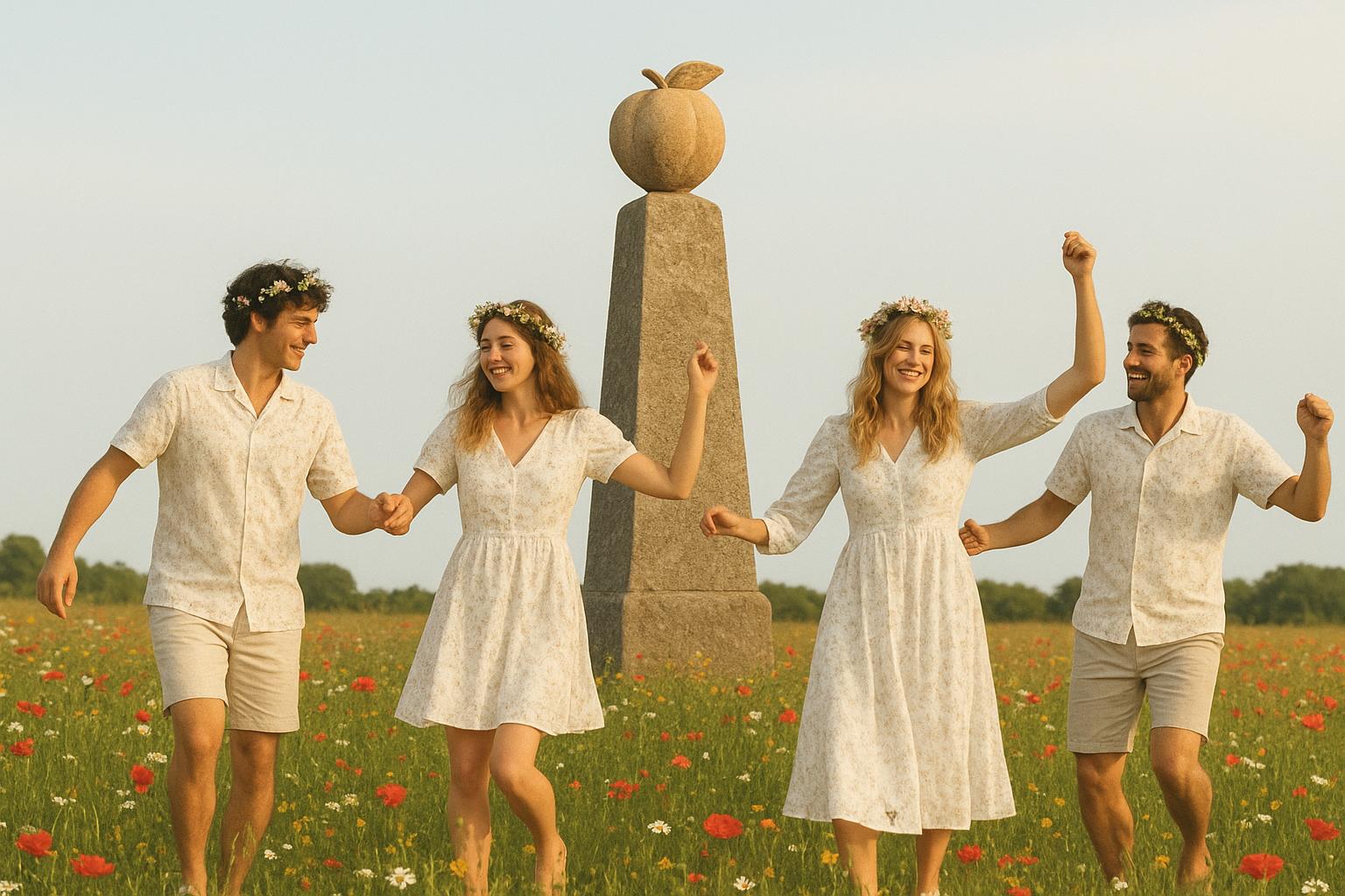 [A normal group of friends dancing joyfully in a very normal way]